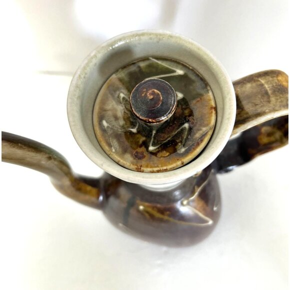 Vintage Alan Willoughboy Handmade Ceramic Coffee Carafe Set Tray & 3 Cups - Picture 10 of 16